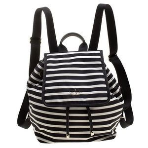 NWOT ♠️Kate Spade Black/White Stripe Nylon Molly Backpack 🎒